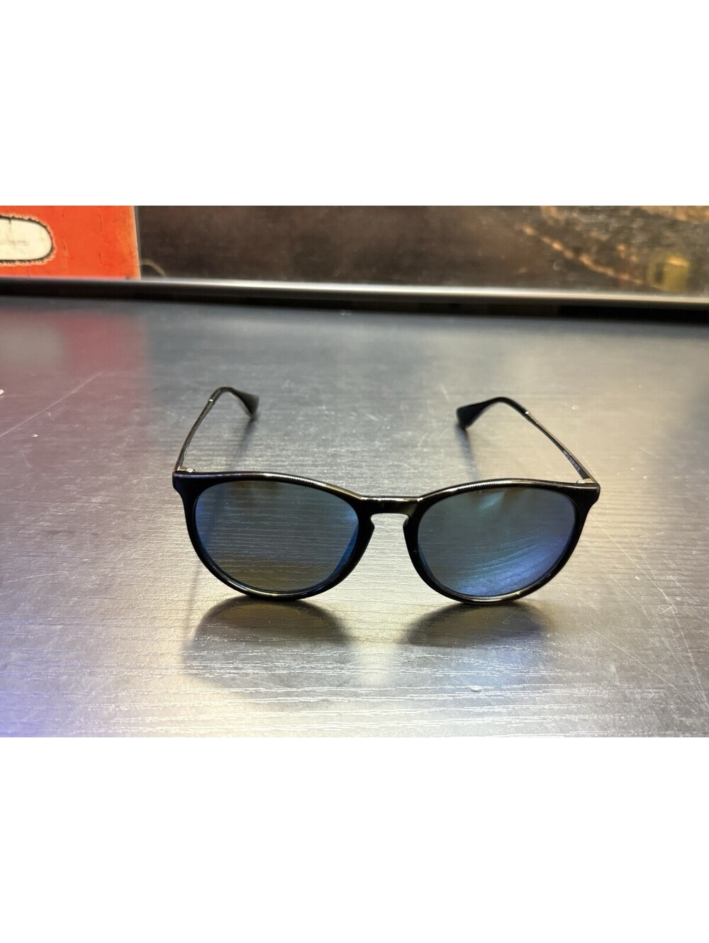 SUNGAIT 1567 C1 Round Sunglasses Black Blue Mirror Lens 52-20-140